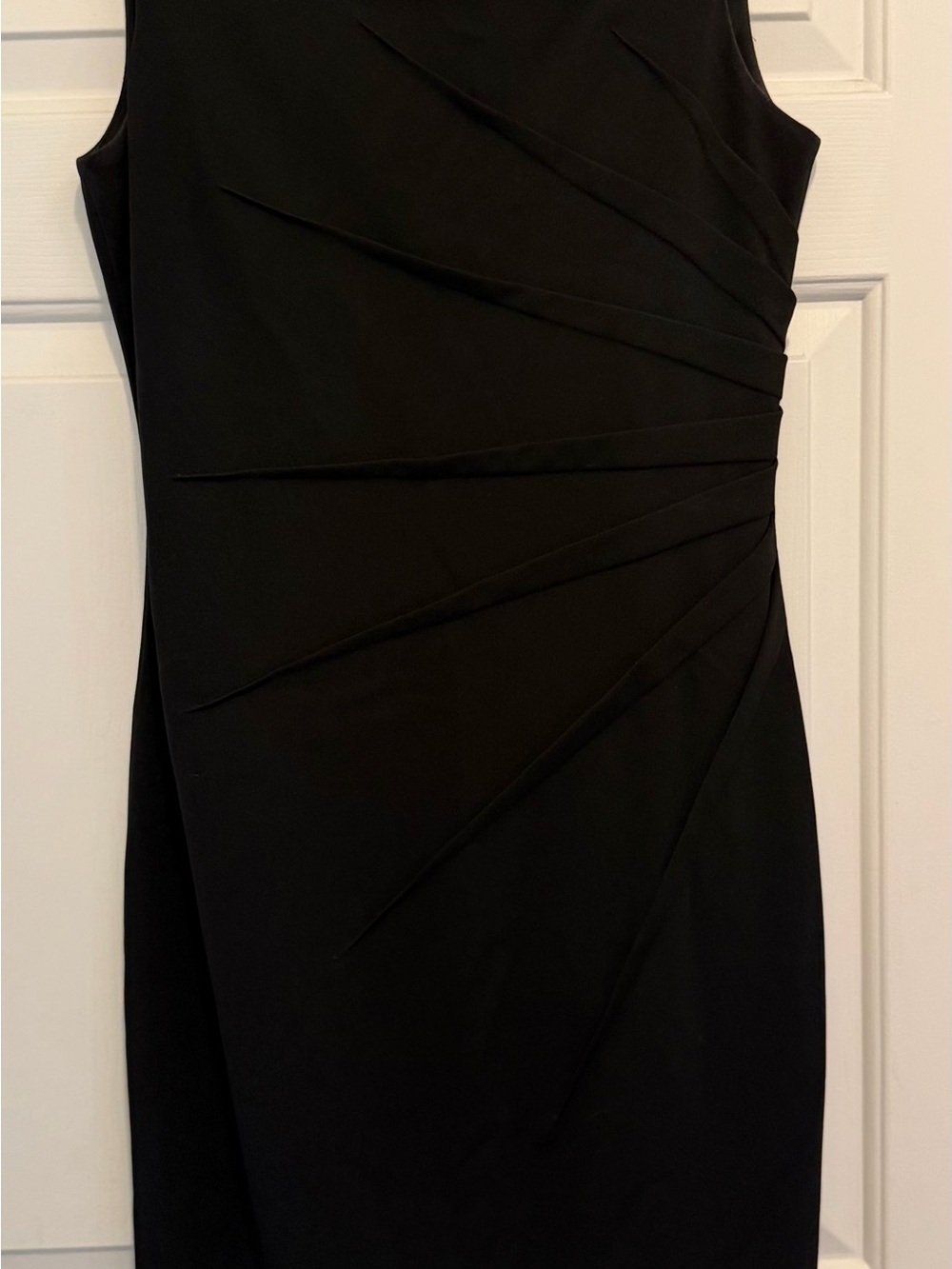 Calvin Klein Black Sleeveless Midi Dress with Radiant Pleat Detail